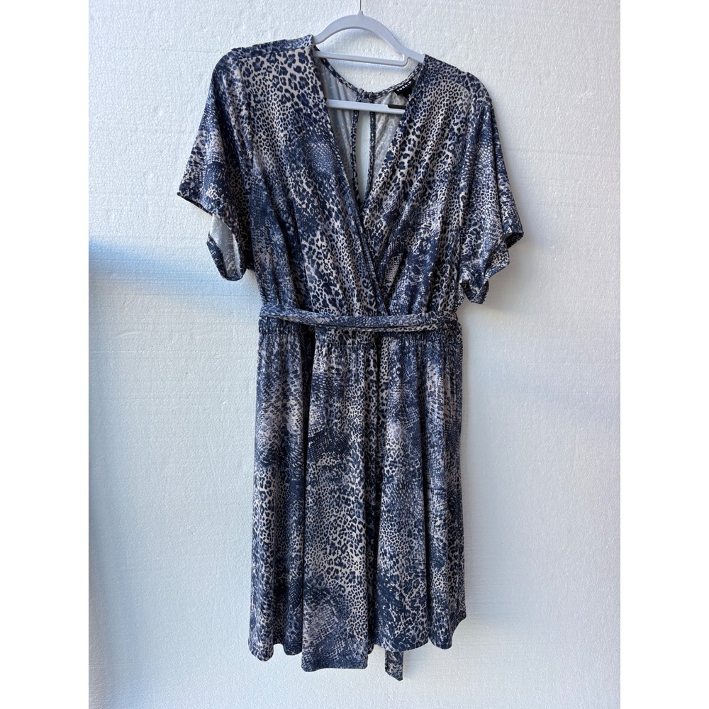 NWT Torrid Romper Knit Surplice Diva Snakeskin Blue Animal Print Casual 3X